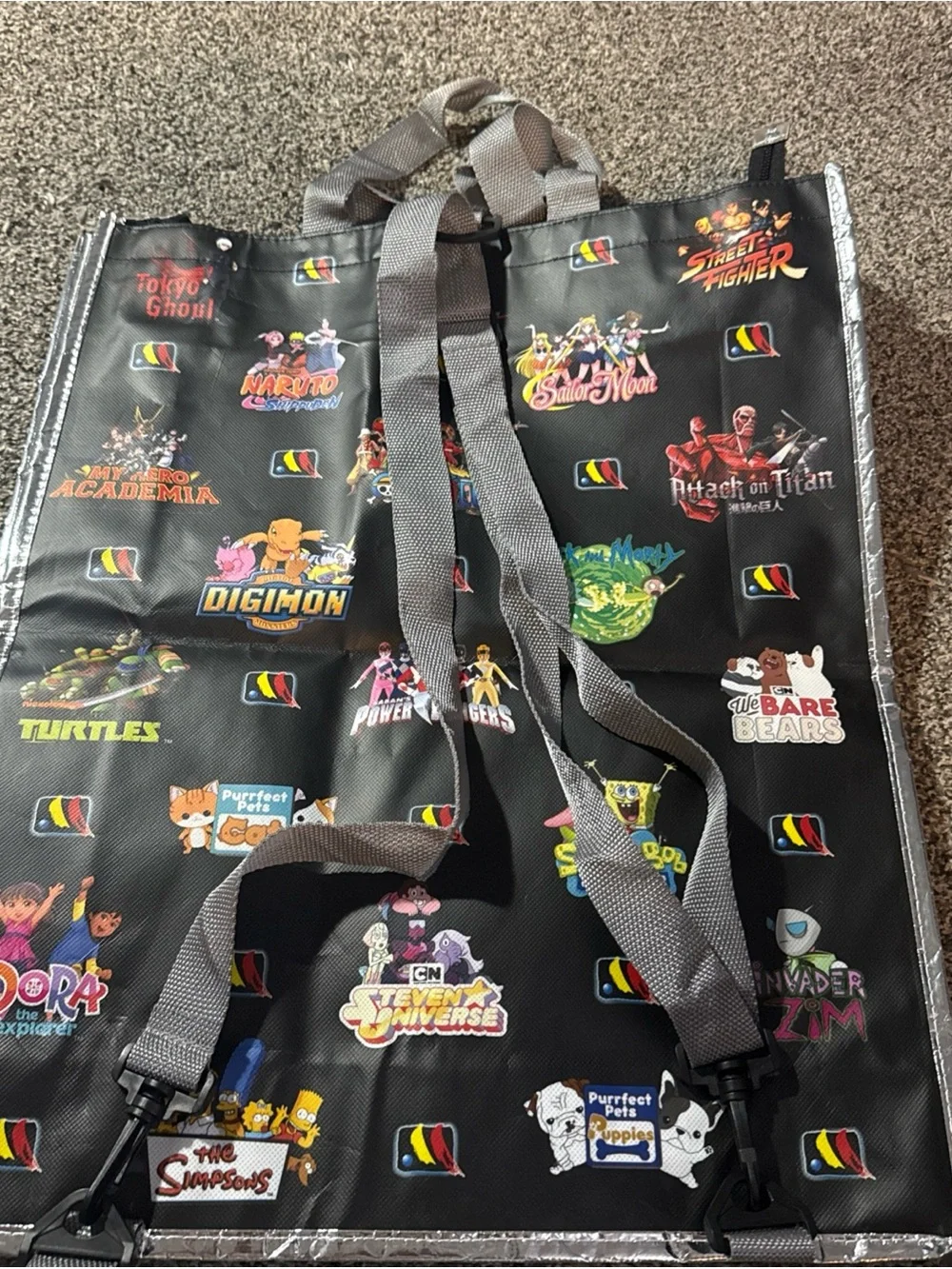 Monogram International Graphic Tote Bag Back Pack 19”x16”x4” Batman Simpsons
